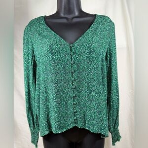 Sanctuary Blouse Women sz:S Green Tunic Long Sleeve Cottagecore Boho Softgirl